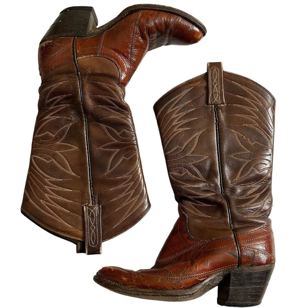 Dan Post size 5 brown leather vintage distressed heeled Cowboy boots